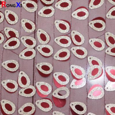 China RXF1064 20mm Embroidery Sequin Fabric Tulle Woven Jacquard Waterproof for sale