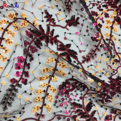 China RXF2232 Professional Beaded Mesh Fabric Customizable 385gm OEM Accept for sale