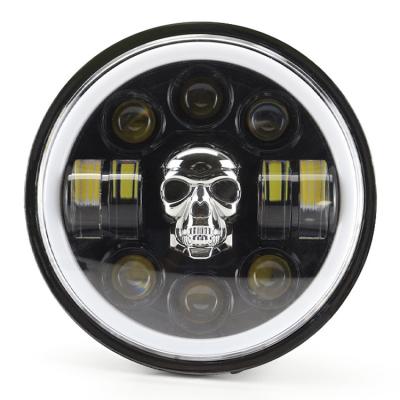 China Modified Motorcycles 6.3 Inch Round LED Headlights with Customized Skull Design for sale