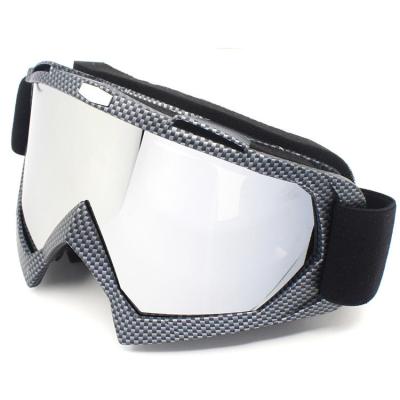 China Custom Selling Carbon Fiber Pattern Motorcycle Goggles with TPU Frame and PC Lens for sale