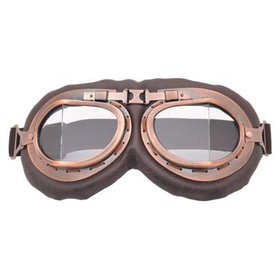 China Custom Old Style Motorcycle Goggles with Adjustable High Strap and Anti-scratch Lens for sale