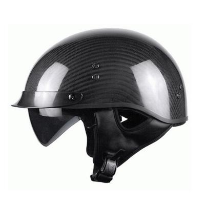 Cina M.L.XL.XXL Casco da moto in fibra di carbonio nero Mezza faccia DOT ECE Certificazione personalizzata in vendita