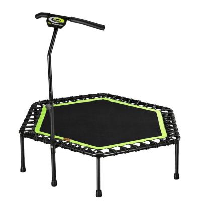 China Mini Folding Trampoline With Adjustable Protective Net Handrail Fitness Equipment Trampoline Jumping Rebounder for sale