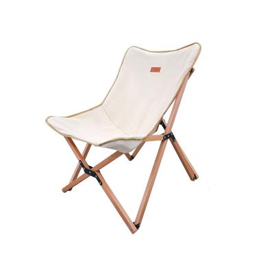 China Portable Outdoor Foldable Canvas High Back Folding Wood Grain Furniture Chair MKCAMP Camping Travel Moon Chair for sale