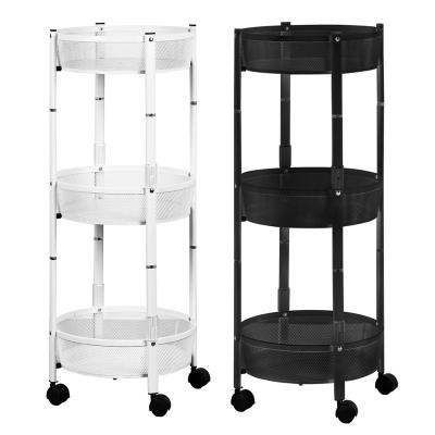 China Patio\Garden\Cottage\Yard\Beach\Outdoor Hot Selling Rotating Kitchen Storage Shelves Rack Multi Layer Basket Shelf Black Metal Kitchen Removable Rack for sale