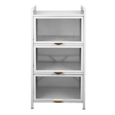 China Patio\Garden\Cottage\Yard\Beach\Outdoor Kitchen Storage Cupboard Dish Rack White Metal Storage Rack 3layer Buffet Shelf Organizer for sale