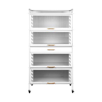 China Patio\Garden\Cottage\Yard\Beach\Outdoor Multifunctional Dustproof Metal Kitchen Rack Shelf Living Room Storage Cabinet Bedroom Storage Rack for sale