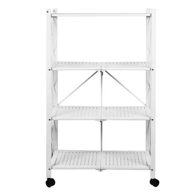 China Folding Shelves Patio\Garden\Cottage\Yard\Beach\Metal Nodern Wholesale Outdoor Folding 4 Tiers Kitchen Side Storage Cabinet Metal Shelf Bedroom Display Rack for sale