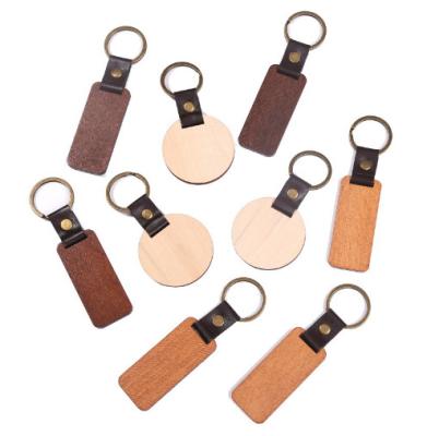 China Custom Walnut Wood Monogram Logo Beech Wood Key Chain Key Chain for sale