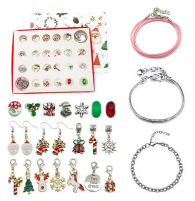 China DIY Girls Advent Calendar 2023 Kids Christmas Charm Bracelet Countdown Calendar 24 Days Bracelet Sets Making Kit Xmas Gift for sale