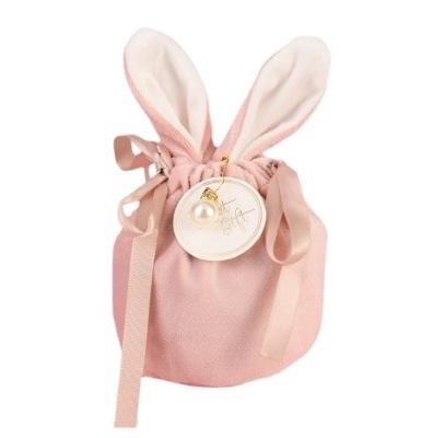 China Festival Decoration Selection Easter Candy Bags Jewelry Organizer Velvet Bags With Cartoon Rabbit Ears Party Gift Packaging Bags for sale