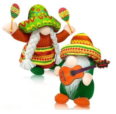 China Mexican Hawaiian Straw Hat Doll Christmas Santa Style Ornament Popular Plush Faceless Gnome Carnival Gift for sale