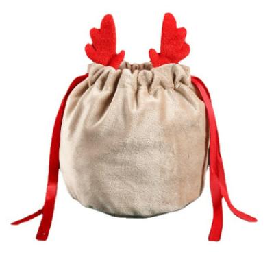 China 2023 Perfect Velvet Christmas Reindeer Sack Reindeer Velvet Gift Bags for sale