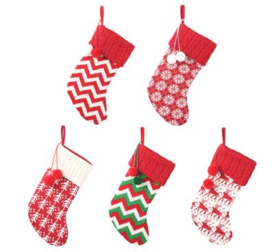 China Fabrics Best Selling Christmas Handmade Knitted Stocking For Decoration Christmas for sale