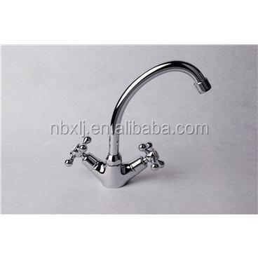 China Thermostatic Faucets Deck Mounted Double Handle Kitchen Faucet for sale