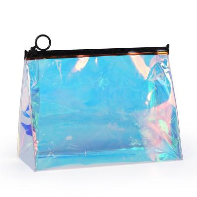 China Promotional Fashion PVC Zipper Hologram Plastic Transparent Bag Pouch Travel Cosmetic Bag, Makeup Bag for sale