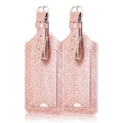 China Bag Customized Color Debossed, Airline Leather Glitter Luggage Tag PU 1pc/opp Blocking Customized Travel Baggage Tag Baggage Tag Baggage Tag gold for sale