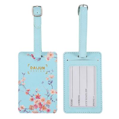 China Cheap PU Suppliers China Airplane Suitcase Tags Beautiful Flower PU Travel Luggage Tag Tags Custom Print for sale