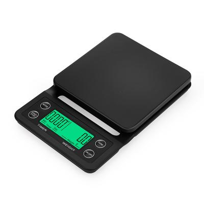 China With Scale Electronic Kitchen Mini Tray Coffee Scale Kitchen Scale With Time Count for sale