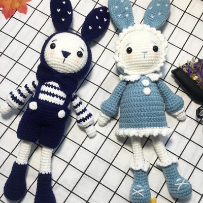 China Plush 2020 BSCI Approved Factories Soft Toys Knitted Sound Doll Plush Kawaii Bunny Crochet Toy For Kids Children for sale