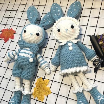 China 2020 ICTI Amigurumi Super Cute Crochet Plush Toy Knitted Stuffed Animals Bunny Toy For Baby Kids Children Rabbit Doll for sale