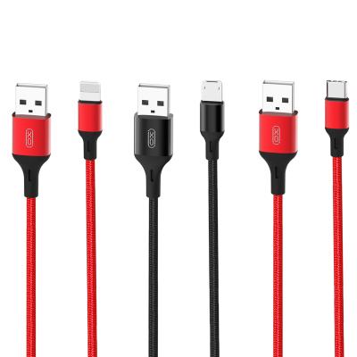 China XO 143 mobile phone new product braided data cable 3 in 1 USB cable for mobile 1000mm 2000mm 12000mm for sale