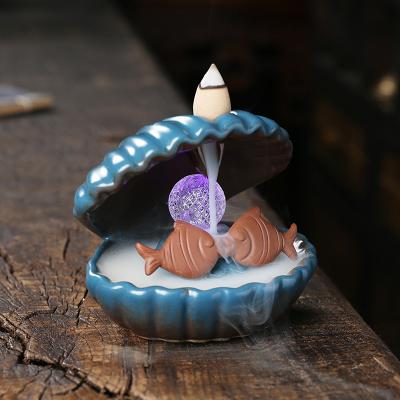 China European Shell MermaidBackflow Incense Holder Incense Holder Healthy Creative Aromatherapy Furnace Smell Aromatic Ceramic Burner Incense for sale