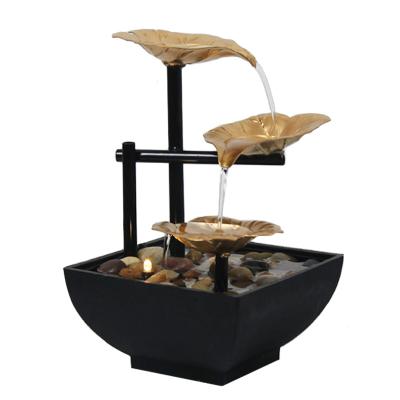 China Hot Sell Zen Table Modern Indoor Water Fountain Ornaments with Natural River Rock and Reflective Resin Lighting Carts for Home Decor for sale