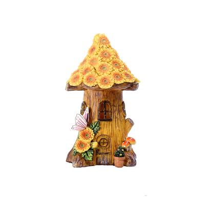 China Hot Sale Solar Light Mini Resin Tree House Decorative Art Decor Amazon Ornaments Garden Outdoor Yard Villa Balcony Home Decoration for sale