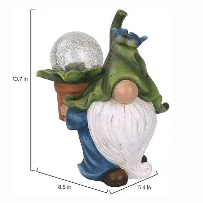 China Art Decor Amazon Hot Selling Resin Spring Garden Gnomes Solar Light Figurines Garden Decoration for sale