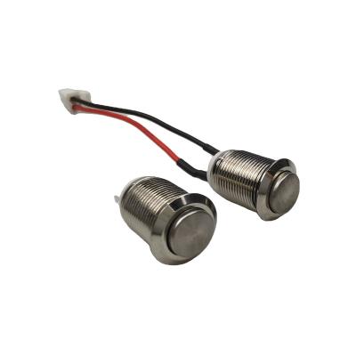 China Car 14mm Audio With Wire Momentary Metal Cable Electrical Switch IP65 Waterproof Push Button Switch for sale