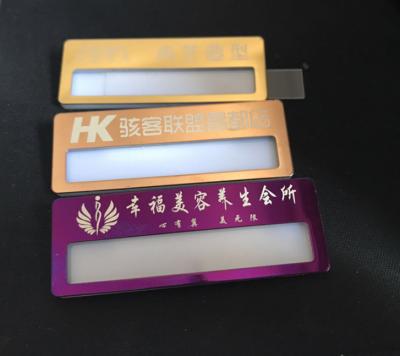 China Stylish 3D Sample Stainless Steel Name Tag Metal Name Badge for sale