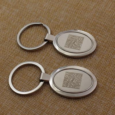 China Laser engraving logo/printing epoxy logo two-dimension code metal key holder key chain custom key ring for sale