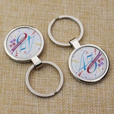 China Laser Engraving Logo/Printing Epoxy Logo Round Circle Printing Custom Key Chain Keychain for sale