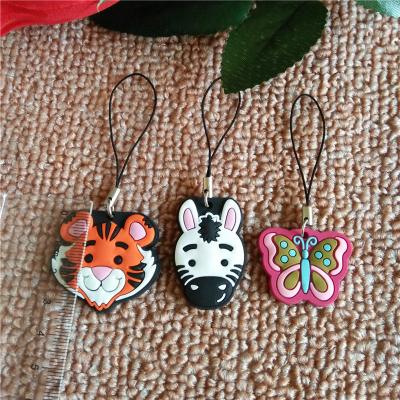 China Soft Embossed PVC 3D Rubber Key Chain Mobile Phone Accessories Soft Plastic Animal Key Chain for sale