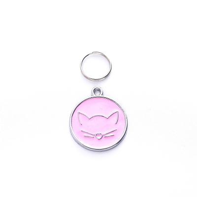 China Europe Pink Color Pet Cat Style Metal Dog Tag Key Chain for sale