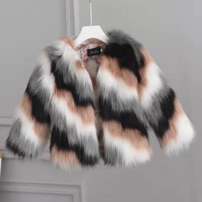 China New Fashion Breathable Baby Girls Winter Fur Jacket Fashion O-Neck Long Sleeve Thick Warm Fur Jacket For Kids for sale