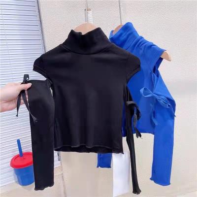 China New Fashion Girls High Collar Shirt Breathable Bottom Korean Boutique Long Sleeve Solid Bottom Top For Girls for sale