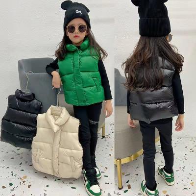 China New fashion breathable girls down cotton vest boutique zipper solid winter warm stockings for girls and boys for sale