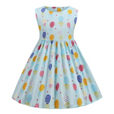 China Factory wholesale washable toddler girls Europe and American summer dress fashion cartoon printed sleeveless cotton princess dress for sale