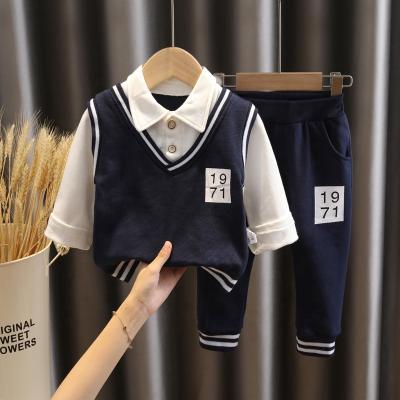 China 2021 Newcomers Casual Debut Boys Autumn Clothes Set Preppy Style Long Sleeve +Long Pants 2 Pcs Set For Boys for sale