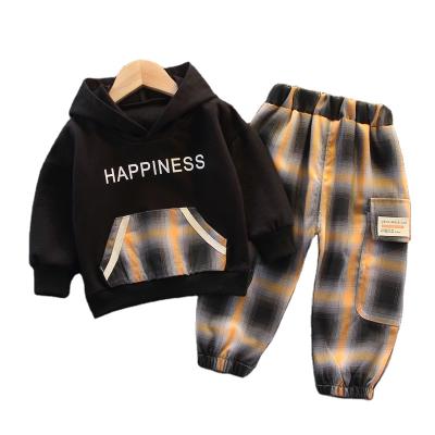 China New Arrivals Casual Baby Boys Spring Autumn 2pcs Clothing Set Boutique Korean Patchwork Long Sleeve Hoodie And Pants Set For Kids for sale