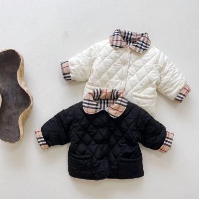 China Viable New Arrivals Baby Winter Coat Fashion Infant Turn-Down Collar Padded Coat Patchwork Plaid Coat For Newborn Baby for sale