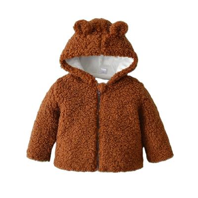 China New Fashion Viable Newborn Fashion Babies Boy Winter Coat Boutique Lamb Cashmere Plush Thickening Hoodie Coat For Infant Baby for sale