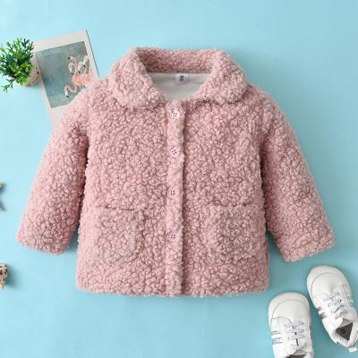 China New Fashion Baby Autumn Winter Coat Shop Viable Infant Turn-Down Collar Single Breasted Plush Thickening Coat For Newborn Baby for sale