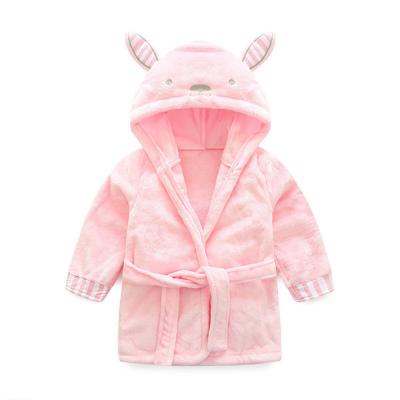 China New Fashion Breathable Debut Girls Pink Bathrobe Boutique Flannel Long Sleeve Hoodie Pajamas For Kids Leisure Wear for sale