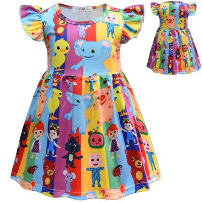 China Hot sale washable baby girl summer dress boutique puff sleeve cocomelon gg princess dresses for girls for sale