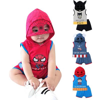 China Casual Hot Sale Boys Summer Clothing Set Cartoon Vest Hoodie+Shorts Pants 2pcs Clothing Set For Boys for sale