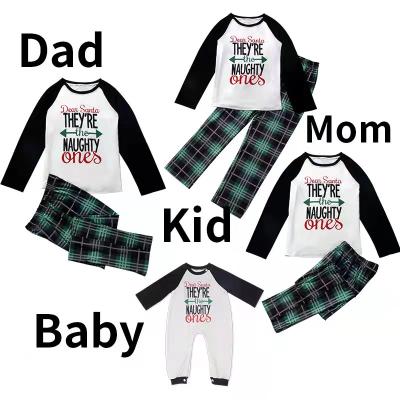 China Amazon Fashion Breathable Hot Sale Family Matching Clothes Winter Autumn Christmas Printed Mommy And Me Pajamas Set Matching Outfits for sale