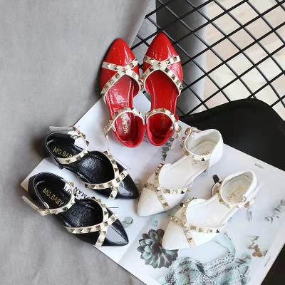 China New fashion flat girls leather shoes fashion flat treble shoes kids princess shoes for sale